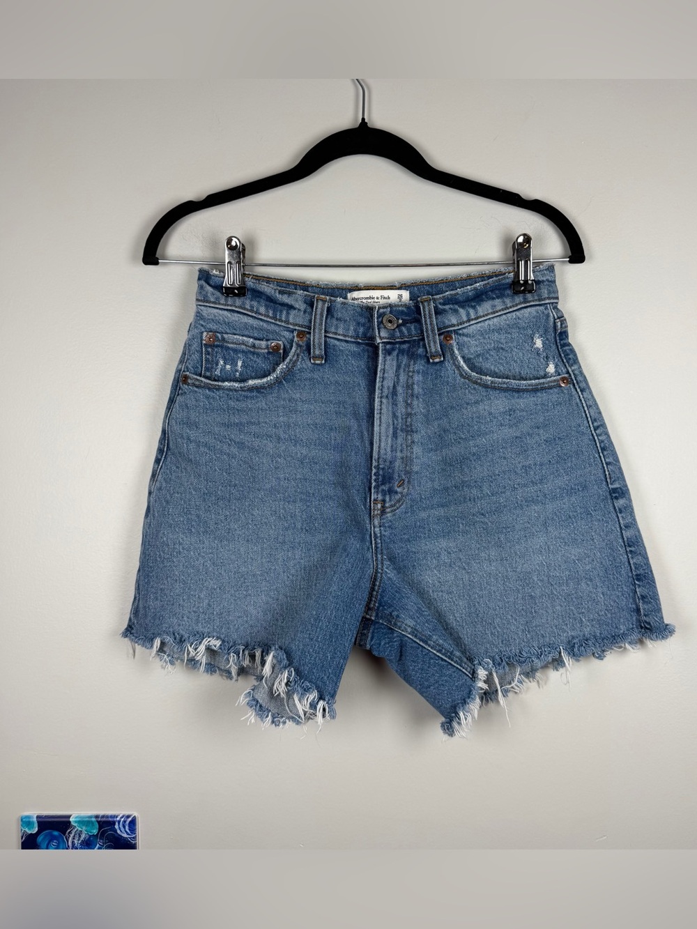 Abercrombie & Fitch The Dad Short High Rise Cut Off Jean Denim Shorts Jorts 26/2